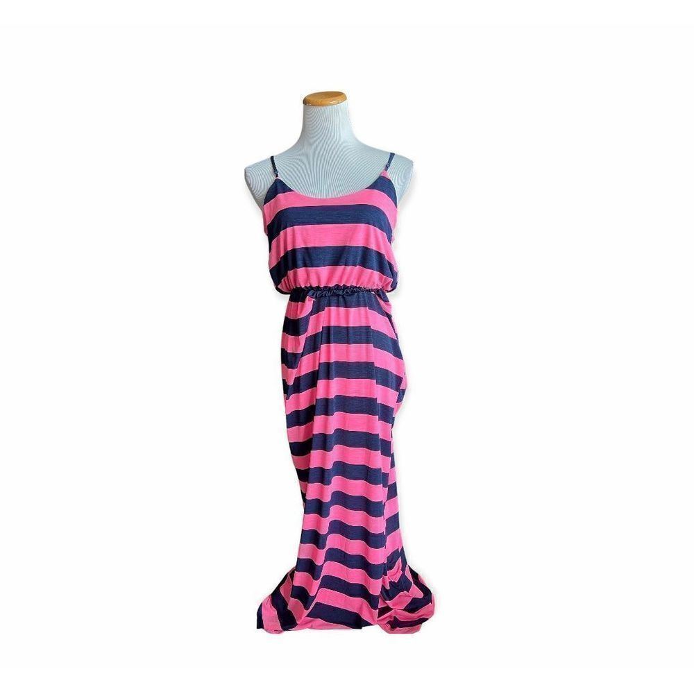 Womens Pinkblush Maternity Striped Airy Sleeveless Maxi Dress - Sz M